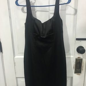 David Meister black satin cocktail dress